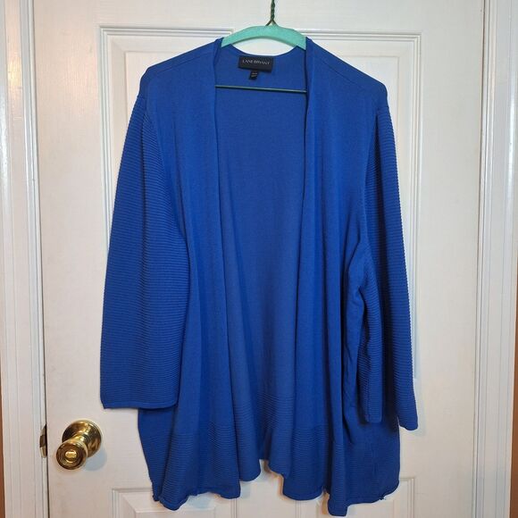 Lane Bryant Cobalt Blue 3/4 Sleeve Cardigan Sweater Stretch Office Size 26/28 - Picture 1 of 9